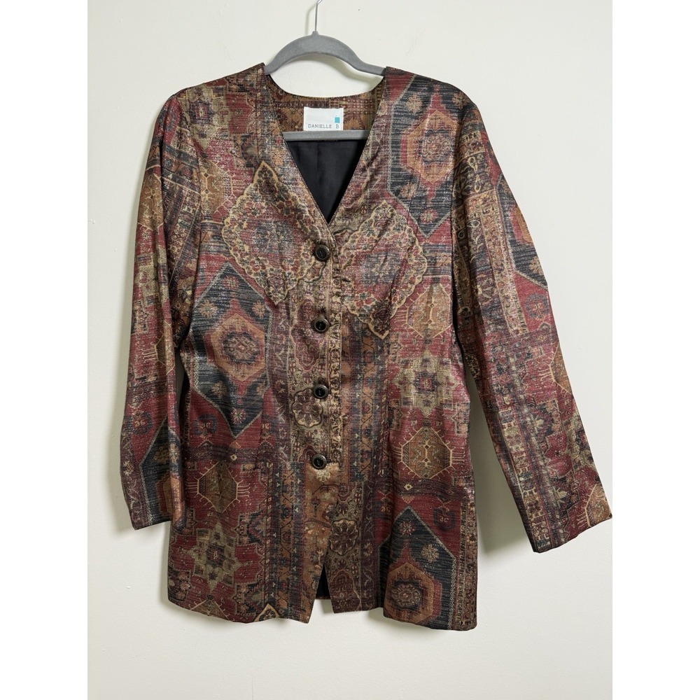 Ornate Tapestry Jacket Blazer Sport Coat‎ Women Event Professional Shimmery Sz M